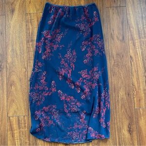 Vintage Y2K Floral Navy Blue Skirt Size L